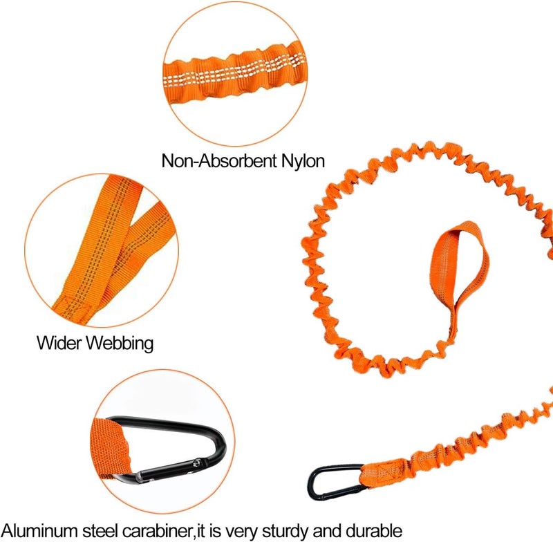 Lvsnro Paddle Leash Kayak Paddle Holder Tool Lanyard - 2 Pack Stretchable Paddle Strap with Carabiner Secure Leash Lanyard Rope for SUP Kayak Canoe Paddle Fishing Pole Rod - Image 5